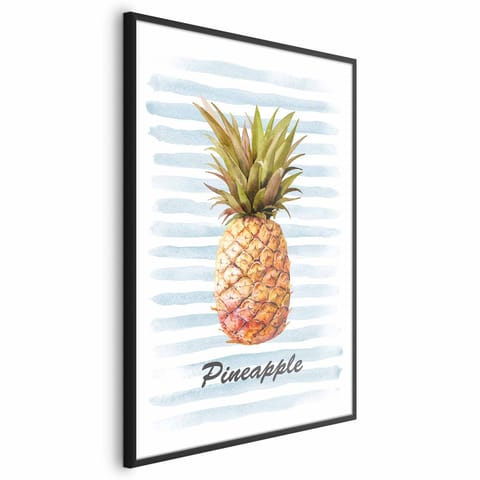 ⁨Plakat - Ananas i paski (rozmiar 21x30, wykończenie Rama czarna)⁩ w sklepie Wasserman.eu