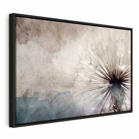 ⁨Obraz - Dmuchawce w chmurach (1-częściowy) szeroki (rozmiar 60x40, wykończenie W ramie drewnianej czarnej)⁩ w sklepie Wasserman.eu
