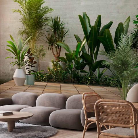 ⁨Fototapeta - Domowy ogród (rozmiar 147x105, wykończenie Samoprzylepna)⁩ w sklepie Wasserman.eu