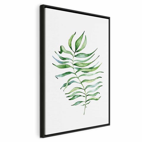 ⁨Obraz - Tańczący listek (1-częściowy) pionowy (rozmiar 80x120, wykończenie W ramie drewnianej czarnej)⁩ w sklepie Wasserman.eu