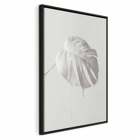 ⁨Obraz - Jasna monstera (1-częściowy) pionowy (rozmiar 40x60, wykończenie W ramie drewnianej czarnej)⁩ w sklepie Wasserman.eu