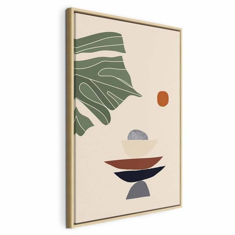 ⁨Obraz - Na słonecznym tarasie (1-częściowy) pionowy (rozmiar 40x60, wykończenie W ramie drewnianej naturalnej)⁩ w sklepie Wasserman.eu