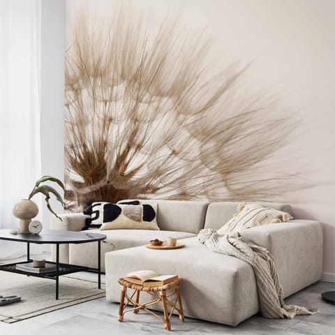 ⁨Fototapeta - Natura w przybliżeniu - motyw zbliżonego kwiatu dmuchawca w sepii (rozmiar 100x70, wykończenie Premium)⁩ w sklepie Wasserman.eu