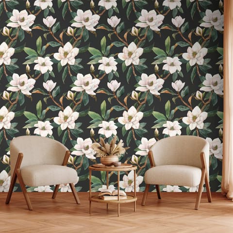 ⁨Tapeta - Białe magnolie (rozmiar 50x1000, wykończenie Premium)⁩ w sklepie Wasserman.eu