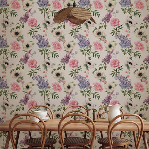 ⁨Tapeta - Róże i bzy (rozmiar 50x1000, wykończenie Wodoodporna)⁩ w sklepie Wasserman.eu