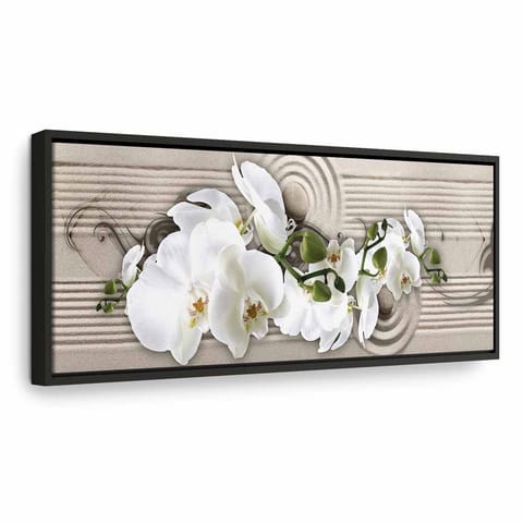 ⁨Obraz - Szept piasku (rozmiar 90x30, wykończenie W ramie drewnianej czarnej)⁩ w sklepie Wasserman.eu