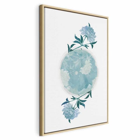 ⁨Obraz - Kwiecista planeta (1-częściowy) pionowy (rozmiar 80x120, wykończenie W ramie drewnianej naturalnej)⁩ w sklepie Wasserman.eu
