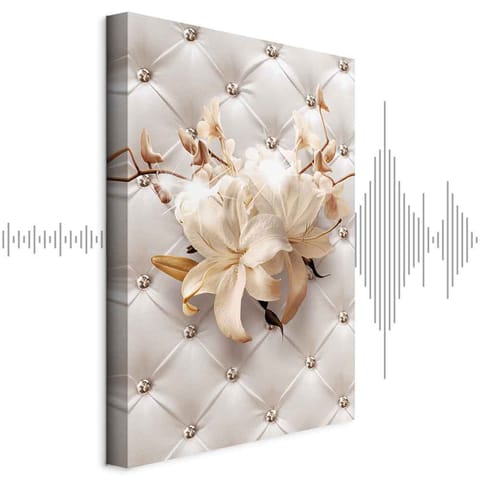 ⁨Obraz - Diamentowe lilie (1-częściowy) pionowy (rozmiar 80x120, wykończenie Akustyczny)⁩ w sklepie Wasserman.eu