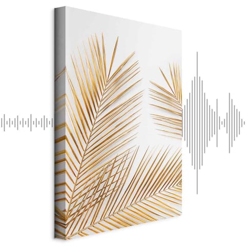 ⁨Obraz - Złote palmy (1-częściowy) pionowy (rozmiar 40x60, wykończenie Akustyczny)⁩ w sklepie Wasserman.eu