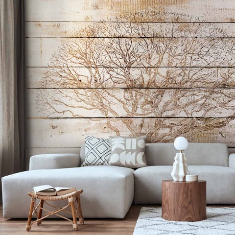 ⁨Wall mural - Tree on boards (size 250x175)⁩ at Wasserman.eu