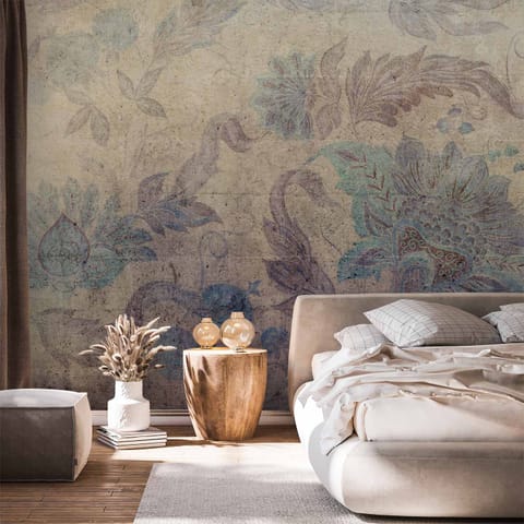 ⁨Fototapeta - Kwiatowe zdobienia - motyw roślinny z ornamentami w stylu vintage (rozmiar 245x175, wykończenie Samoprzylepna)⁩ w sklepie Wasserman.eu