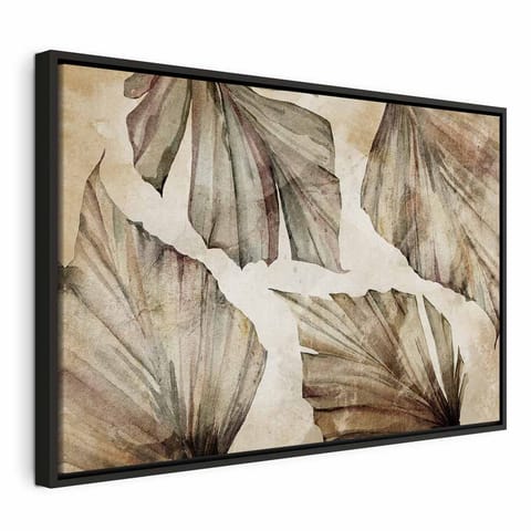 ⁨Obraz - Jesienne liście (1-częściowy) szeroki (rozmiar 120x80, wykończenie W ramie drewnianej czarnej)⁩ w sklepie Wasserman.eu