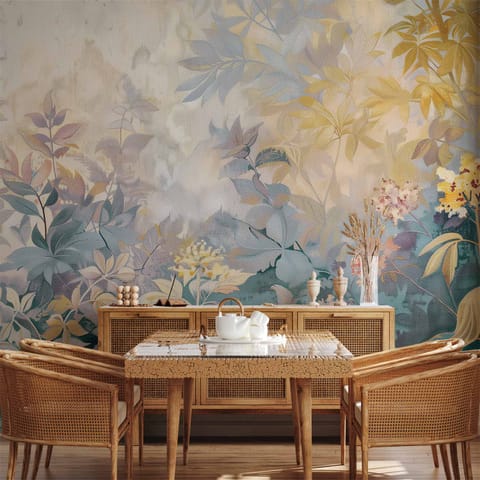 ⁨Fototapeta - Gobelinowy wzór z łąką i kwiatami kilim z wiosennym motywem (rozmiar 400x280, wykończenie Wodoodporna)⁩ w sklepie Wasserman.eu