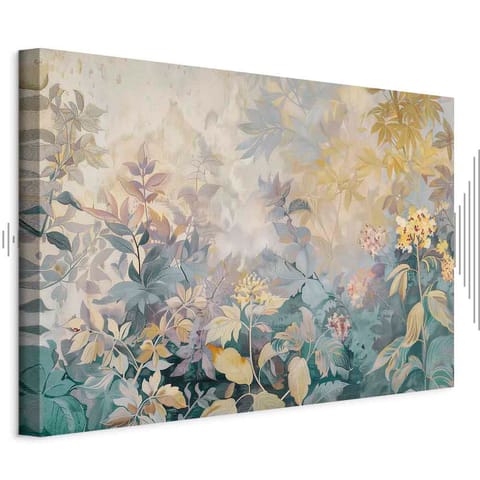 ⁨Obraz - Gobelinowy wzór z łąką i kwiatami kilim z wiosennym motywem (rozmiar 60x40, wykończenie Akustyczny)⁩ w sklepie Wasserman.eu