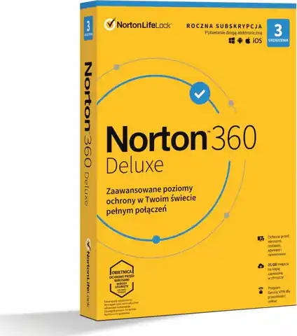 ⁨Norton 360 Deluxe 3D/12M BOX (NIE WYMAGA KARTY)⁩ w sklepie Wasserman.eu