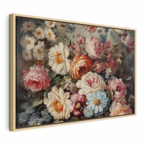 ⁨Obraz - Zapach ogrodowych kwiatów (rozmiar 90x60, wykończenie W ramie drewnianej naturalnej)⁩ w sklepie Wasserman.eu