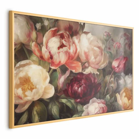 ⁨Plakat - Charyzmatyczne piwonie (rozmiar 30x21, wykończenie Rama złota)⁩ w sklepie Wasserman.eu