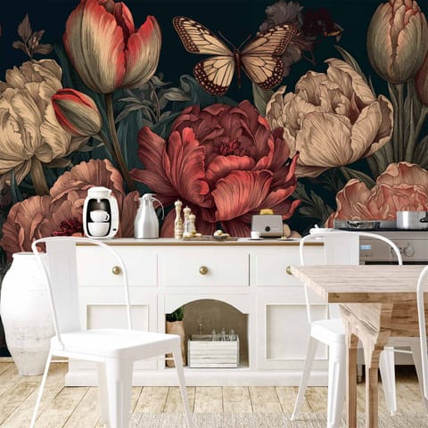 ⁨Fototapeta - Kwiaty na turkusowym tle (rozmiar 300x210, wykończenie Wodoodporna)⁩ w sklepie Wasserman.eu