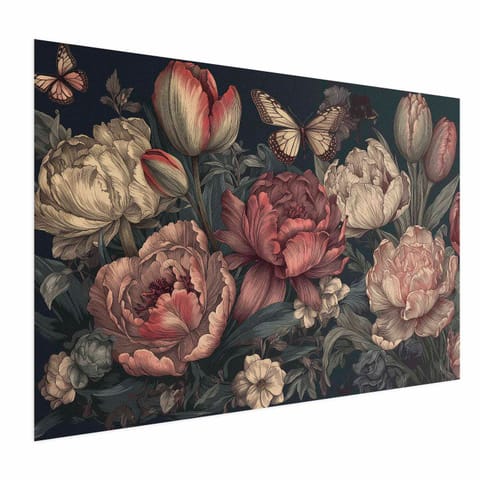 ⁨Plakat - Kwiaty na turkusowym tle (rozmiar 90x60, wykończenie Bez ramy)⁩ w sklepie Wasserman.eu