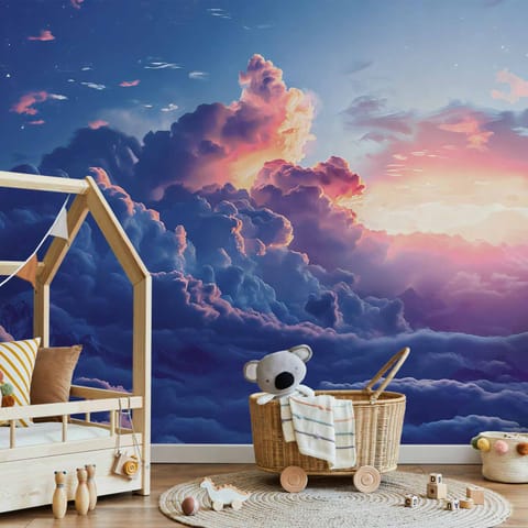 ⁨Fototapeta - Nocny koncert w górach: chmury rozświetlone ostatnimi promieniami słońca (rozmiar 150x105, wykończenie Standard)⁩ w sklepie Wasserman.eu