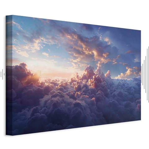 ⁨Obraz - Słońce w ukryciu: złote oblicze nieba nad chmurnym morzem (rozmiar 120x80, wykończenie Akustyczny)⁩ w sklepie Wasserman.eu