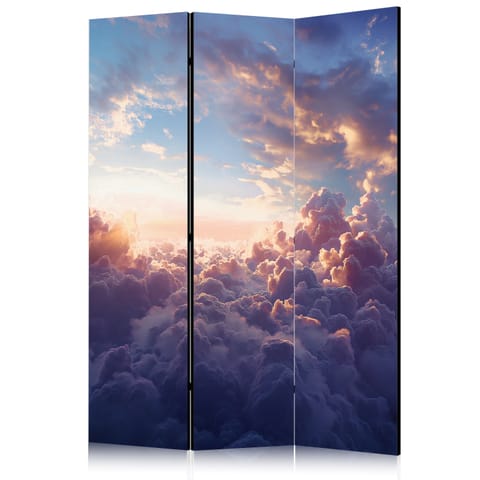 ⁨Parawan - Słońce w ukryciu: Złote oblicze nieba nad chmurnym morzem (rozmiar 135x172, wykończenie Akustyczny)⁩ w sklepie Wasserman.eu