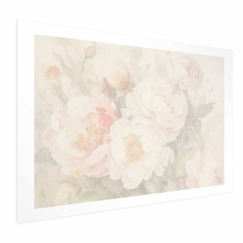 ⁨Plakat - Piwonie we mgle (rozmiar 90x60, wykończenie Bez ramy z marginesem)⁩ w sklepie Wasserman.eu