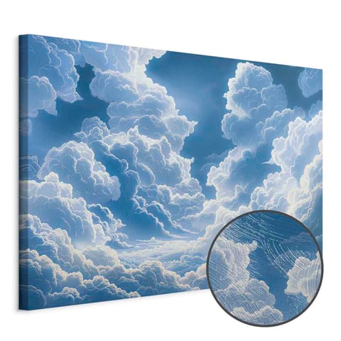 ⁨Obraz - Niebieskie niebo przełamujące się przez białe puchate chmury (rozmiar 90x60, wykończenie Premium Print)⁩ w sklepie Wasserman.eu