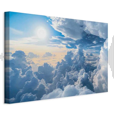 ⁨Obraz - Symfonia Światła: Słońce i chmury współgrające na przepięknym niebie (rozmiar 90x60, wykończenie Akustyczny)⁩ w sklepie Wasserman.eu