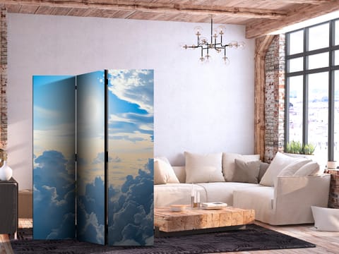 ⁨Parawan - Symfonia Światła: Słońce i chmury współgrające na przepięknym niebie (rozmiar 135x172, wykończenie Dwustronny)⁩ w sklepie Wasserman.eu