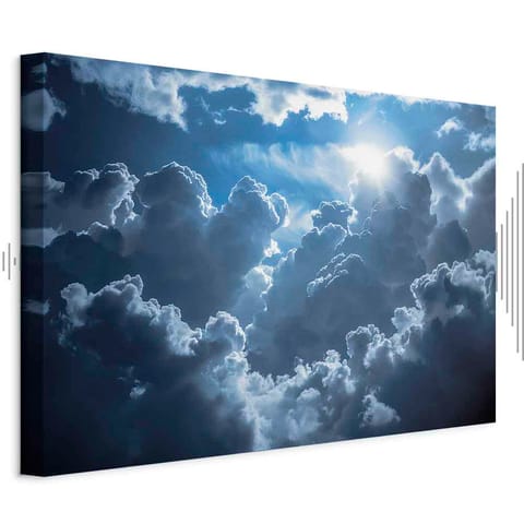 ⁨Obraz - Ożywiona sceneria: Słońce walczące z chmurami (rozmiar 120x80, wykończenie Akustyczny)⁩ w sklepie Wasserman.eu