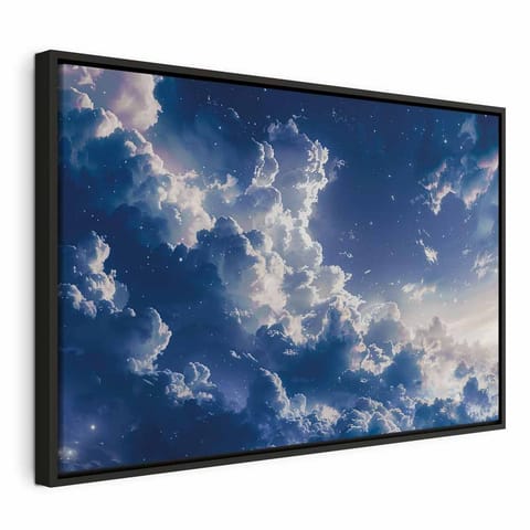 ⁨Obraz - Gwiezdne chmury i delikatne światło nad zakątkiem nieba (rozmiar 120x80, wykończenie W ramie drewnianej czarnej)⁩ w sklepie Wasserman.eu