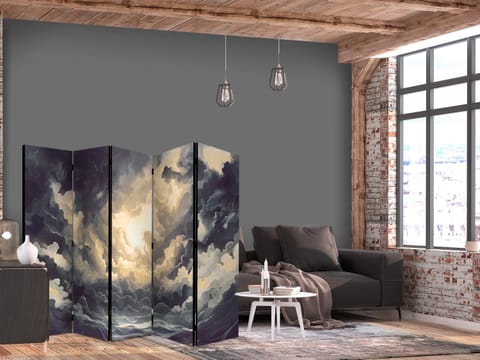 ⁨Parawan - Epicka gra światła: Słońce walczące o dominację nad chmurami (rozmiar 225x172, wykończenie Jednostronny)⁩ w sklepie Wasserman.eu