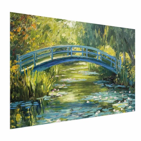 ⁨Plakat - Impresjonistyczny mostek - obraz mostu na malowniczym tle (rozmiar 60x40, wykończenie Bez ramy)⁩ w sklepie Wasserman.eu