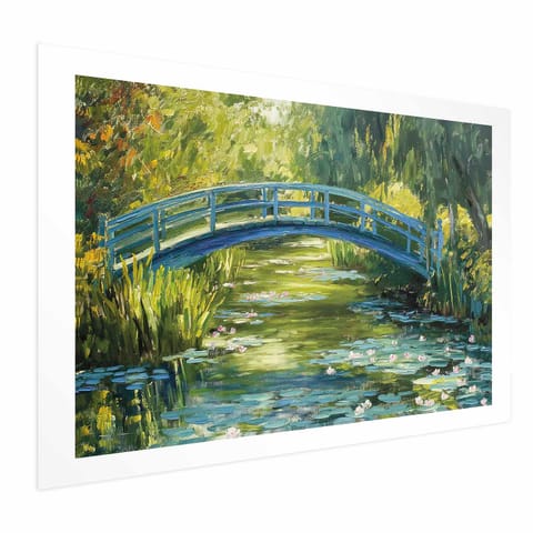⁨Plakat - Impresjonistyczny mostek - obraz mostu na malowniczym tle (rozmiar 60x40, wykończenie Bez ramy z marginesem)⁩ w sklepie Wasserman.eu