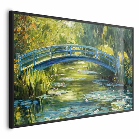 ⁨Plakat - Impresjonistyczny mostek - obraz mostu na malowniczym tle (rozmiar 30x21, wykończenie Rama czarna)⁩ w sklepie Wasserman.eu
