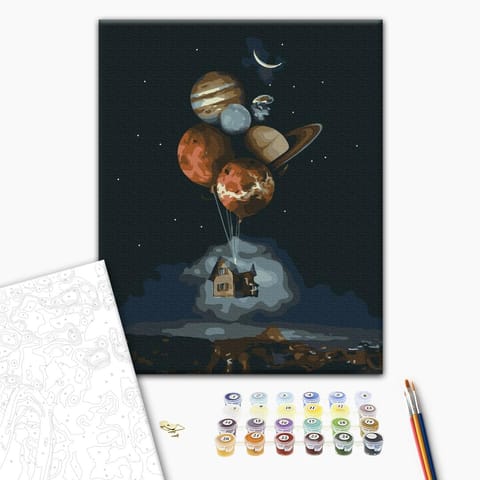 ⁨Obraz do samodzielnego malowania - Kosmiczny dom (rozmiar 40x50, wykończenie )⁩ w sklepie Wasserman.eu