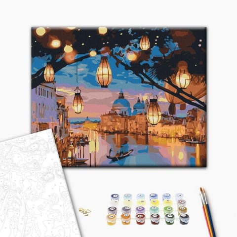 ⁨Obraz do samodzielnego malowania - Wenecja o zmierzchu (rozmiar 50x40, wykończenie )⁩ w sklepie Wasserman.eu