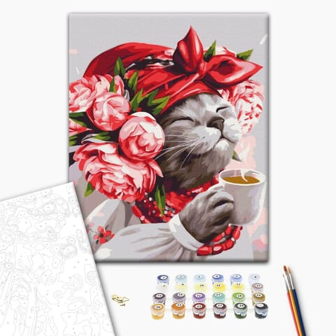 ⁨Obraz do samodzielnego malowania - Kocia gospodyni (rozmiar 40x50, wykończenie )⁩ w sklepie Wasserman.eu