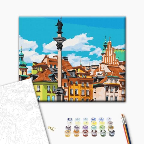 ⁨Obraz do samodzielnego malowania - Plac Zamkowy w Warszawie (rozmiar 50x40, wykończenie )⁩ w sklepie Wasserman.eu