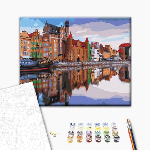 ⁨Obraz do samodzielnego malowania - Długie Pobrzeże w Gdańsku (rozmiar 50x40, wykończenie )⁩ w sklepie Wasserman.eu