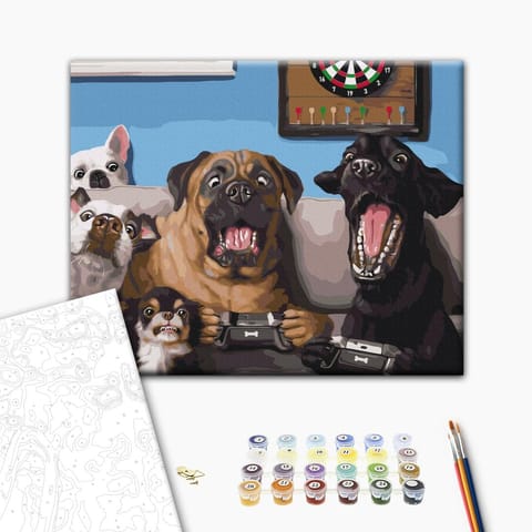 ⁨Obraz do samodzielnego malowania - Psi gracze (rozmiar 50x40, wykończenie )⁩ w sklepie Wasserman.eu