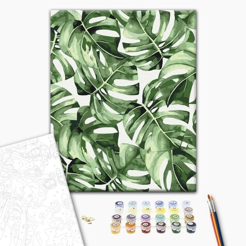 ⁨Obraz do samodzielnego malowania - Egzotyczna monstera (rozmiar 40x50, wykończenie )⁩ w sklepie Wasserman.eu