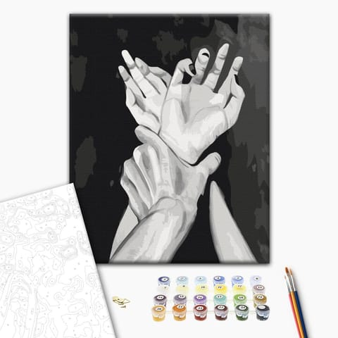 ⁨Obraz do samodzielnego malowania - Dłonie (rozmiar 40x50, wykończenie )⁩ w sklepie Wasserman.eu