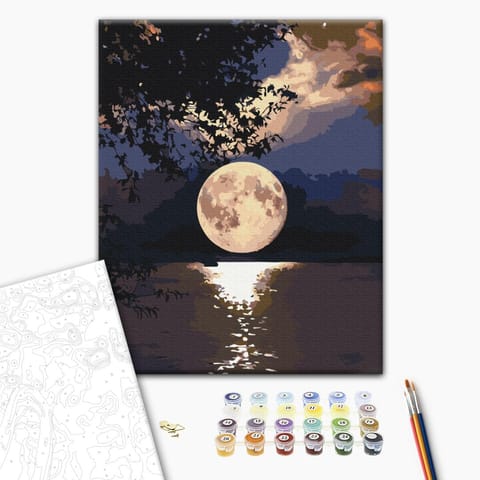 ⁨Obraz do samodzielnego malowania - Niesamowita pełnia (rozmiar 40x50, wykończenie )⁩ w sklepie Wasserman.eu