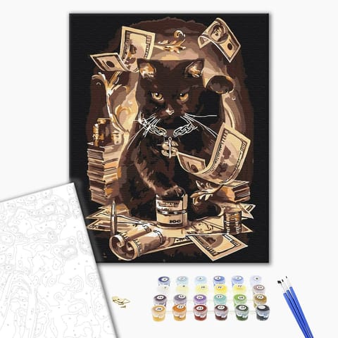 ⁨Obraz do samodzielnego malowania - Kot przynoszący fortunę (rozmiar 40x50, wykończenie )⁩ w sklepie Wasserman.eu