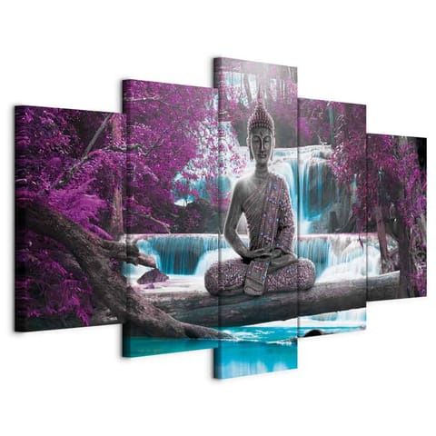⁨Picture - Waterfall and Buddha (size 100x50)⁩ at Wasserman.eu
