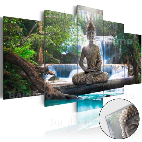 ⁨Painting on acrylic glass - Buddha and waterfall [Glass] (size 100x50)⁩ at Wasserman.eu