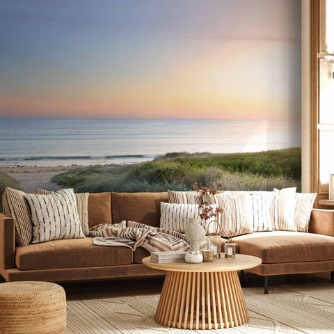 ⁨Wall mural - Morning walk on the beach (size 200x140)⁩ at Wasserman.eu