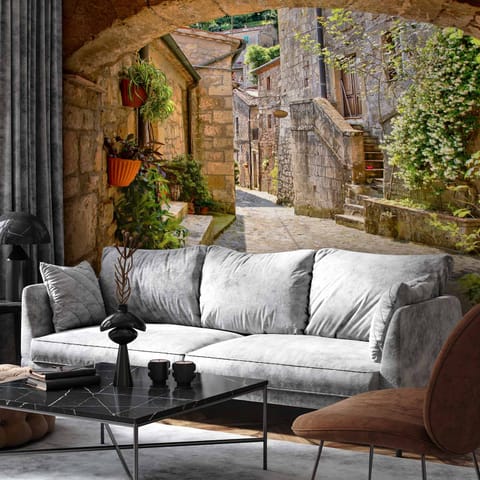 ⁨Fototapeta - Prowincjonalna uliczka w Toskanii (rozmiar 100x70, wykończenie Standard)⁩ w sklepie Wasserman.eu